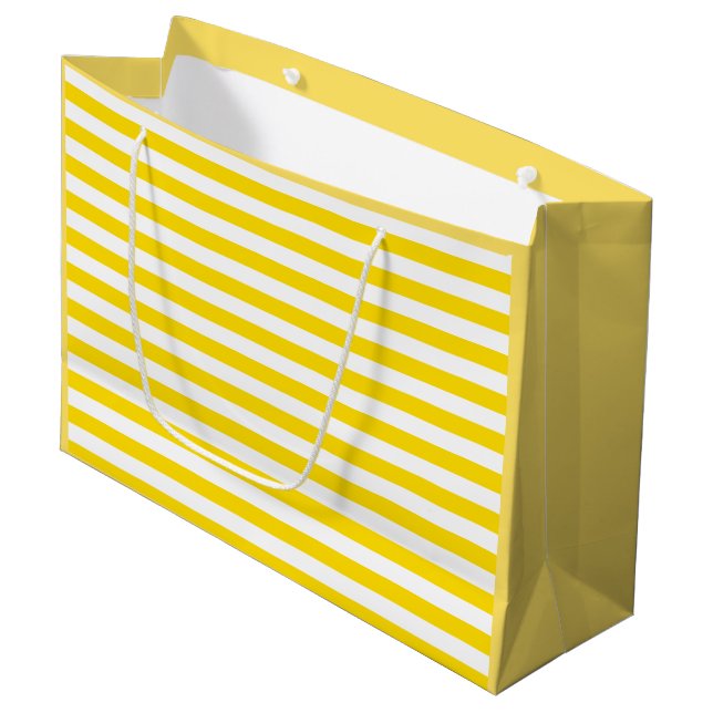 Beautiful Modish Yellow White Striped Template Large Gift Bag (Front Angled)