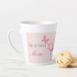Beautiful Mom Butterfly & Floral Mother's Day Gift Latte Mug