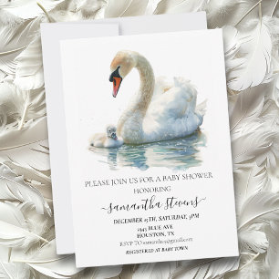 Beautiful Momma Baby Swan Shower  Invitation