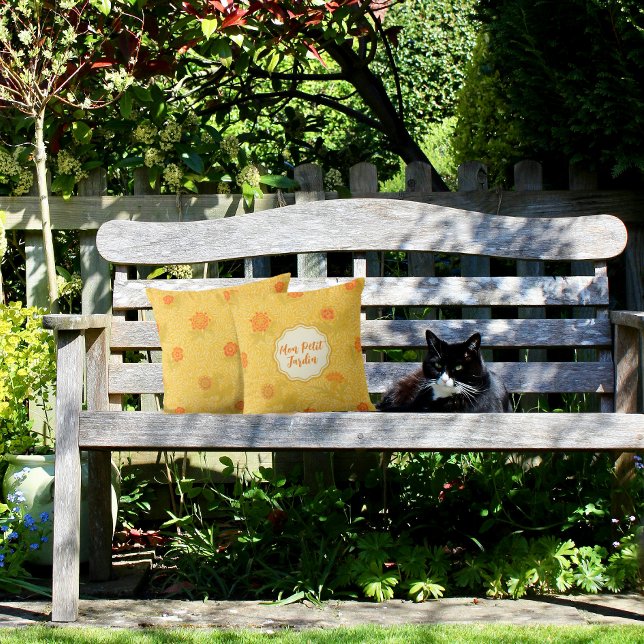 Beautiful Mon Petit Jardin Yellow Peach Garden Cushion (Mon Petit Jardín is French for My Little Garden. Lovely sentiment for the gardener!)