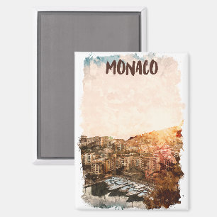 Beautiful Monaco Sunset Painting Magnet