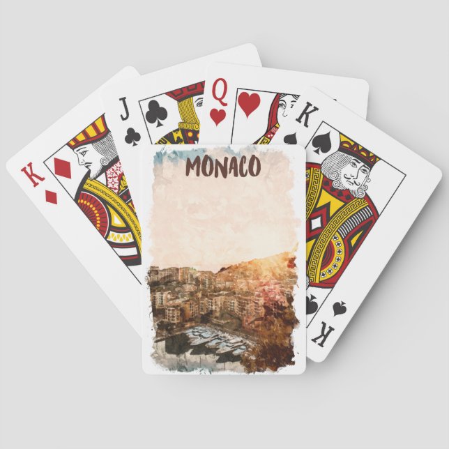 Beautiful Monaco Sunset Painting Playing Cards (Back)