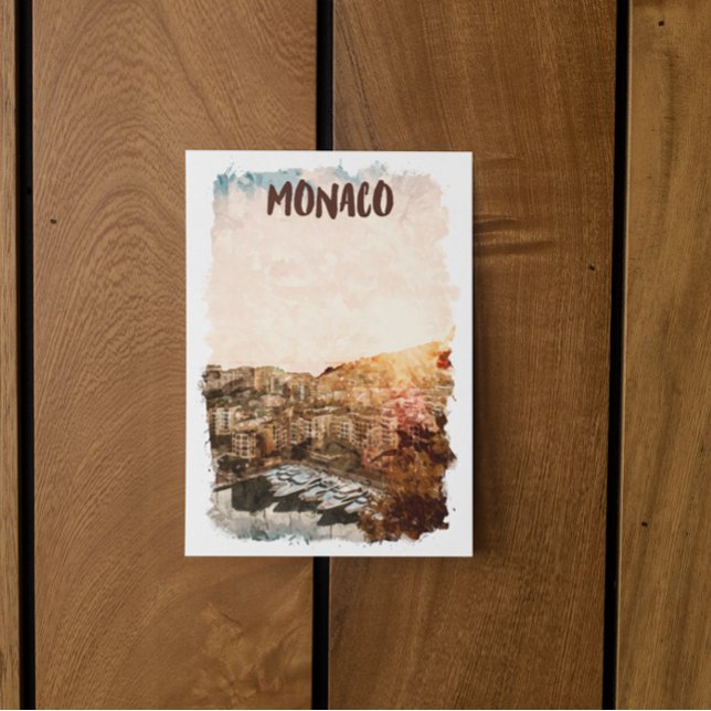 Beautiful Monaco Sunset Painting Postcard (Creator Uploaded)