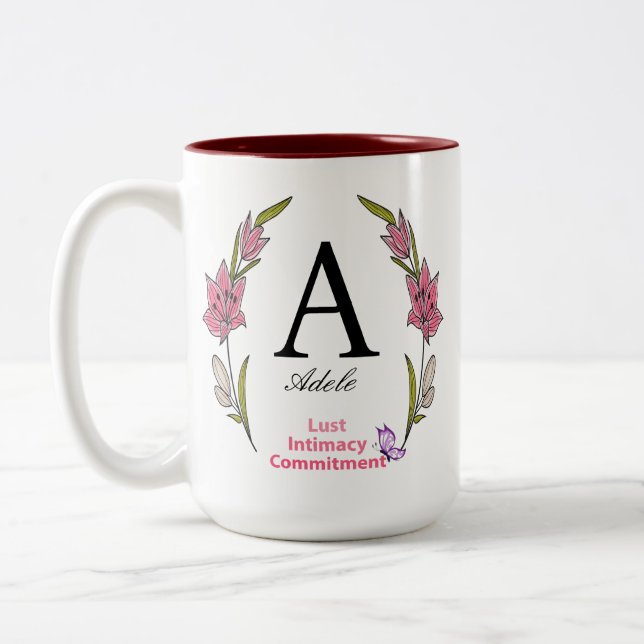 Beautiful Monogram Personalised Initial Name Two-Tone Coffee Mug (Left)