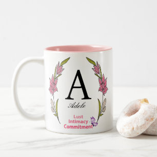 Beautiful Monogram Personalized Initial Name Two-Tone Coffee Mug