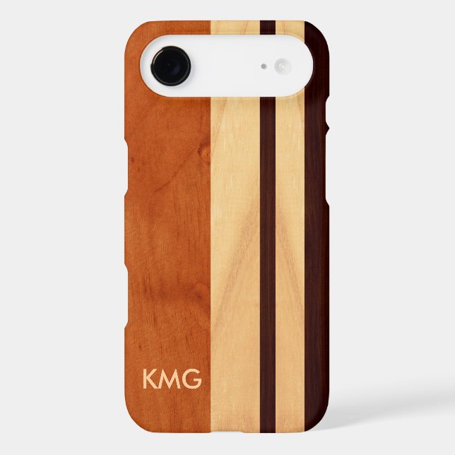 Beautiful Monogrammed Wood Stripes Pattern Case-Mate iPhone Case (Back)