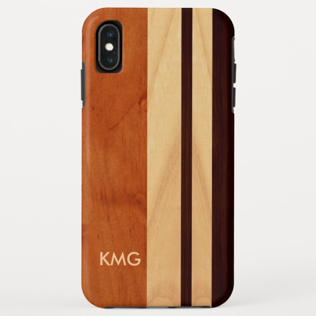 Beautiful Monogrammed Wood Stripes Pattern Case-Mate iPhone Case (Back)
