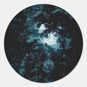 Beautiful Moon Glow Though Trees Classic Round Sticker