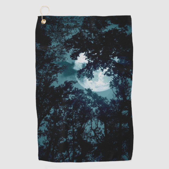 Beautiful Moon Glow Though Trees  Golf Towel (Front)