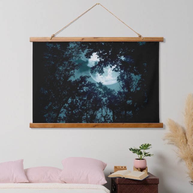 Beautiful Moon Glow Though Trees  Hanging Tapestry (Bedroom)