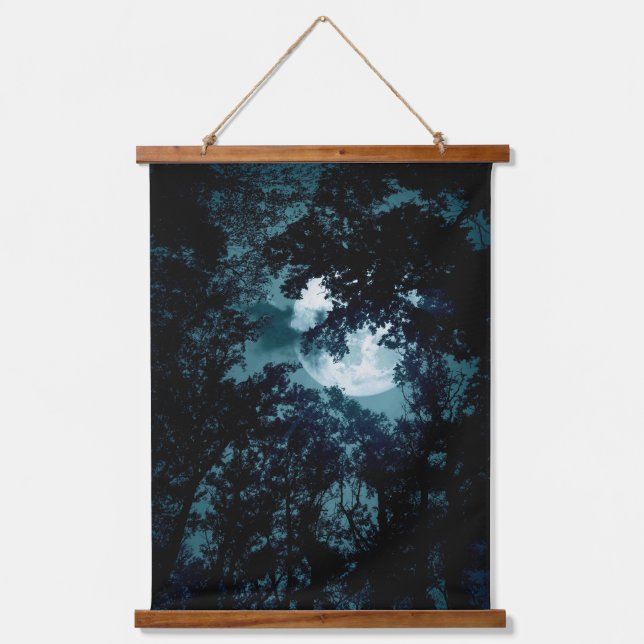 Beautiful Moon Glow Though Trees  Hanging Tapestry (Front)