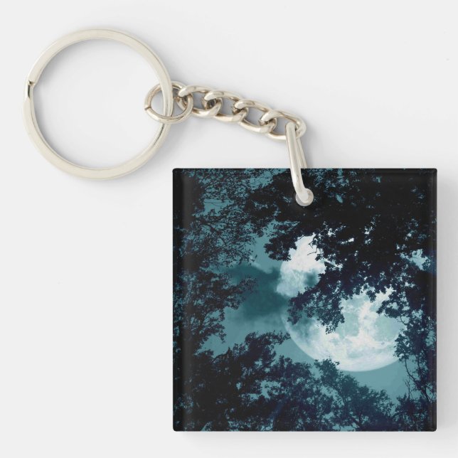 Beautiful Moon Glow Though Trees  Key Ring (Front)