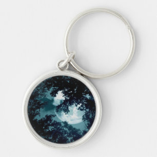 Beautiful Moon Glow Though Trees Key Ring