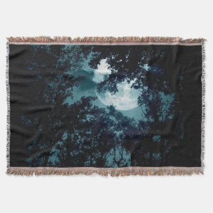Beautiful Moon Glow Though Trees Throw Blanket