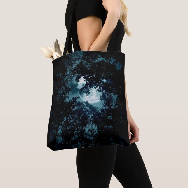 Beautiful Moon Glow Though Trees  Tote Bag (Close Up)
