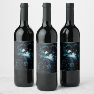 Beautiful Moon Glow Though Trees Wine Label