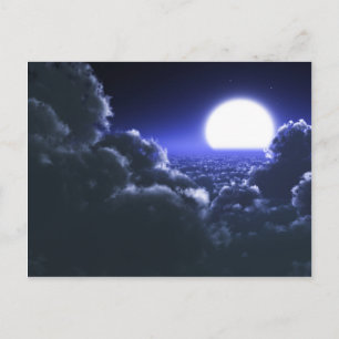 Beautiful moon night scenery postcard