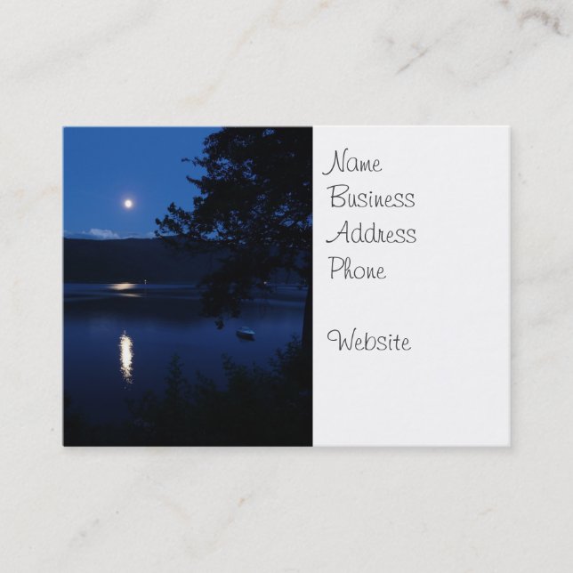 Beautiful Moon Rise Reflecting off Lake Water Business Card (Front)