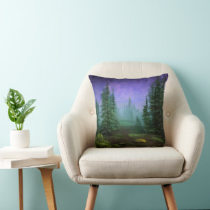 Beautiful Moonlight Wilderness Scene Cushion
