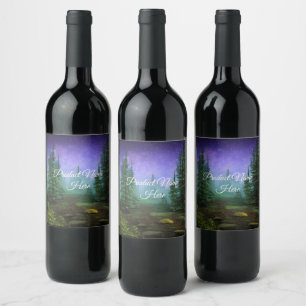 Beautiful Moonlight Wilderness Scene Wine Label