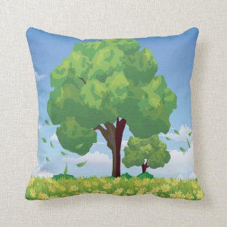 Beautiful Morning, Trees and Flowers Pillow