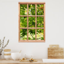 Beautiful Morning View of Leaves from a Window