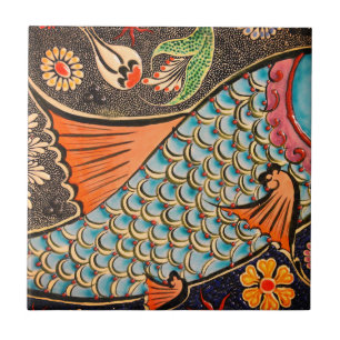 Beautiful mosaic and colorful fish ceramic tile