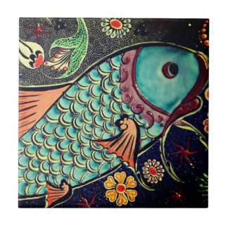 Beautiful mosaic and colourful fish tile