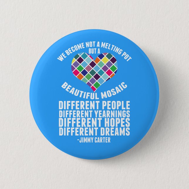 Beautiful Mosaic of Diversity Quote 6 Cm Round Badge (Front)