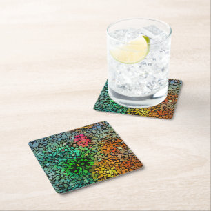 Beautiful mosaic square paper coaster