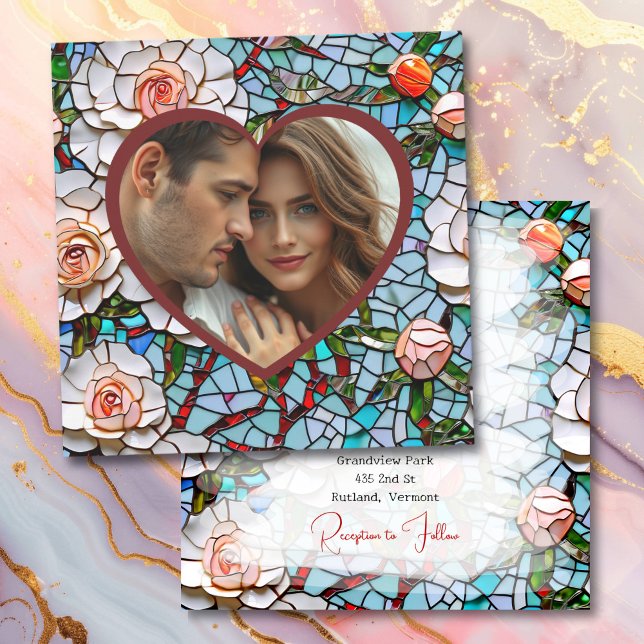 Beautiful Mosaic Stained Glass and Tile Wedding Invitation (Creator Uploaded)