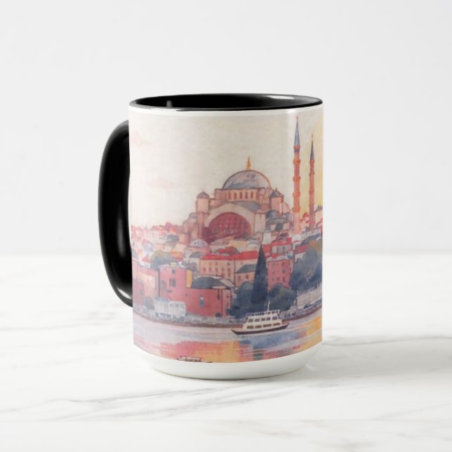Beautiful Mosque & Bosphorus Cityscape Coffee Cup (Front Left)