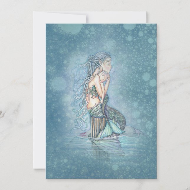 Beautiful Mother and Baby Mermaid Baby Shower Invitation (Front)