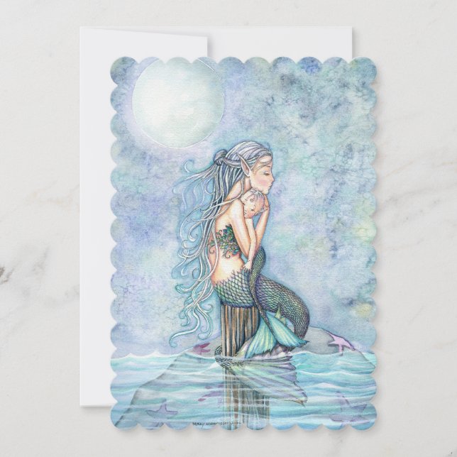 Beautiful Mother and Baby Mermaid Baby Shower Invitation (Front)