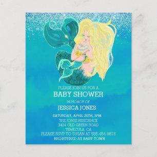 Beautiful Mother and Baby Mermaid Shower Invitatio