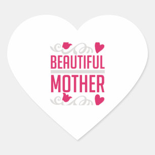 Beautiful Mother Elegant Floral Heart Typography G Sticker