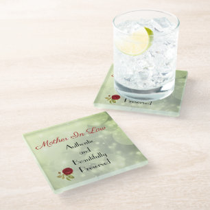 Beautiful Mother In Law quote Glass Coaster