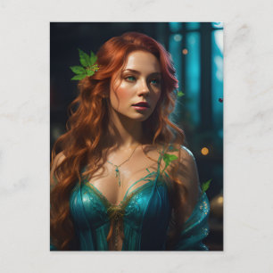 Beautiful Mother Nature in a Blue Dress Postcard