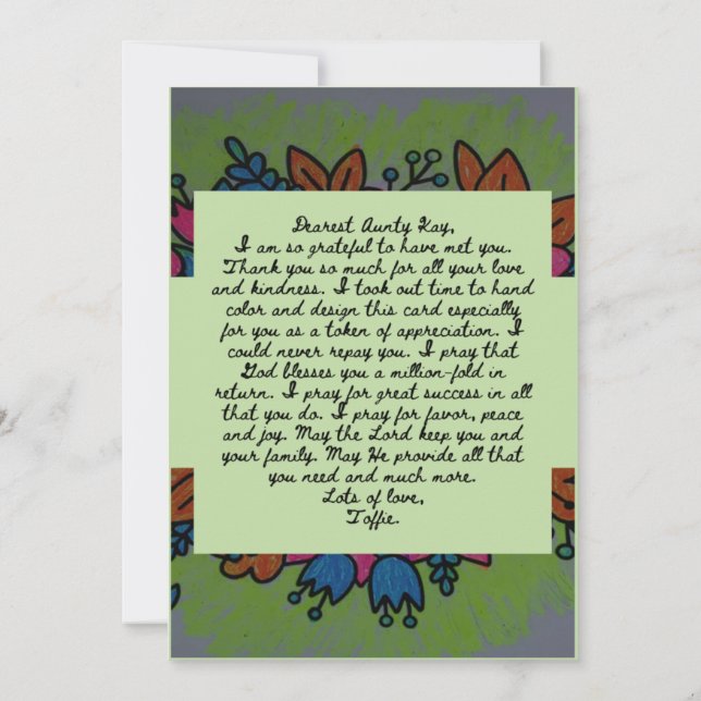 Beautiful Mother's Day Prayer Card (Back)