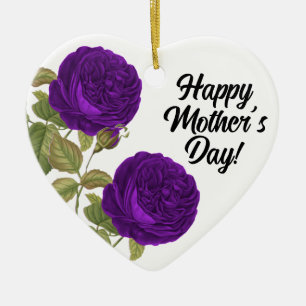 Beautiful Mother's Day Purple Roses Ceramic Tree Decoration