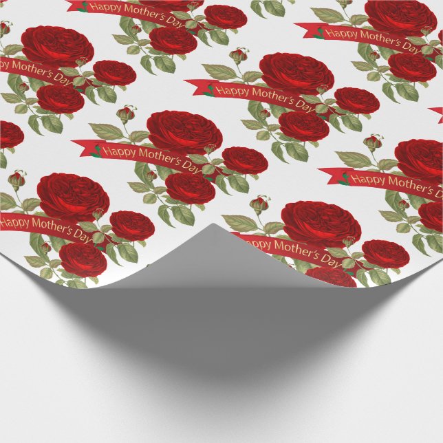 Beautiful Mother's Day Red Roses Wrapping Paper (Corner)