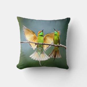 Beautiful Motmot Bird on Branch Cushion