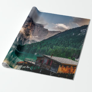 Beautiful mountain and lake landscape in Italy Wrapping Paper