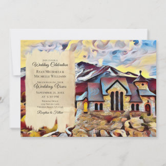 Beautiful Mountain Chapel on the Rock Wedding Invitation