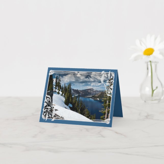 Beautiful Mountain Lake Funeral Sympathy Thank You Card (Small Plant)