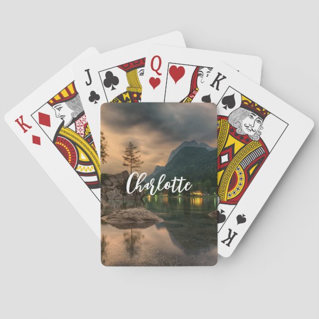 Beautiful Mountain Lake in the Evening Photo Playing Cards (Back)