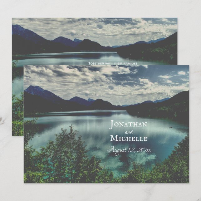 Beautiful Mountain Lake Reflections Wedding Invitation (Front/Back)