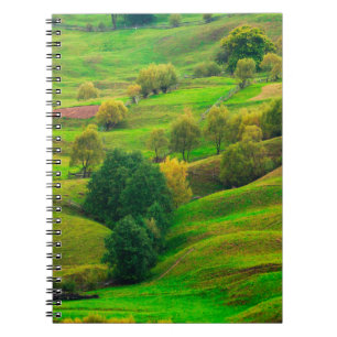 Beautiful mountain landscape in evening sunlight. notebook