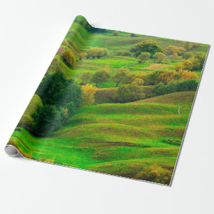 Beautiful mountain landscape in evening sunlight. wrapping paper