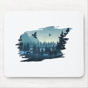 Beautiful Mountain, Nature Trees and Forest Mouse Mat